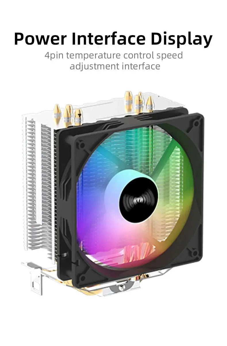 TEUCER CPU Cooler 4 Heat Pipes PC Radiator Cooling 3PIN PWM Silent Rgb Fan For Intel 1700 1150 1155 1156 1366 AM2/AM3/AM4 AMD - ALPENZO