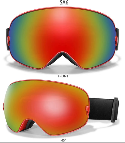 Ourdoor Sports Teen Men Women Ski Goggles-Anti-fog UV400 Eyewear, Christmas and New Year Gift, Free Black Lens and Optical Frame