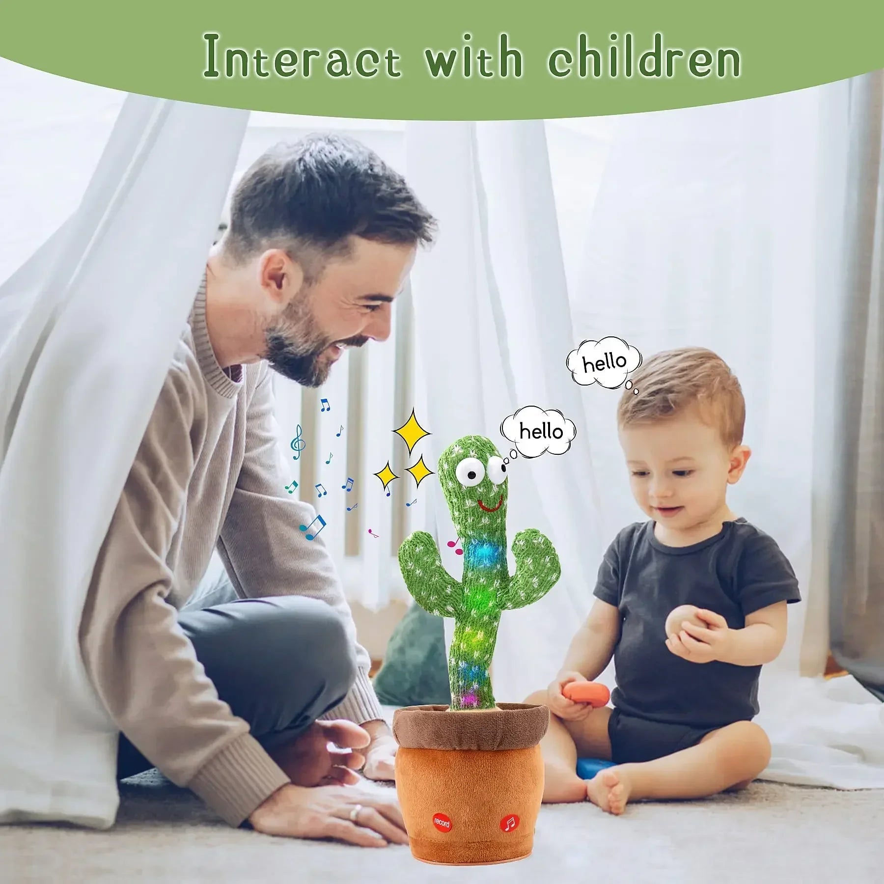 1pc Electronic Plush Toy Home Decoration for Children Xmas Gifts Dancing Talking Cactus Toys for Baby Boys and Girls ALPENZO