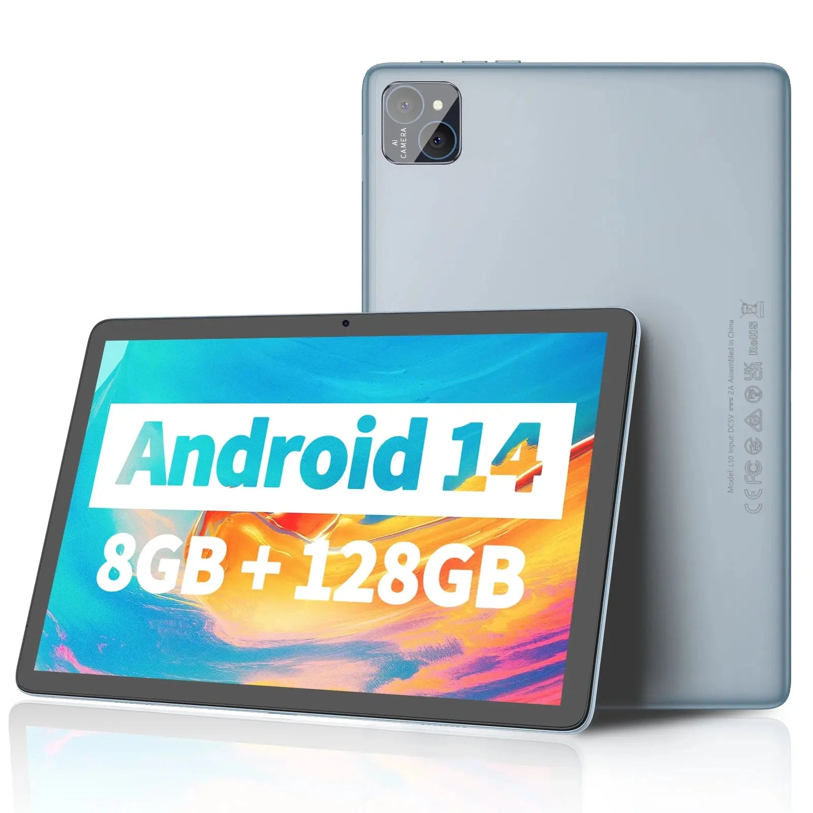 PRITOM TAB11 Android 14 Tablet 10 Inch, 8GB(4+4 Expand) RAM + 128GB ROM, Octa Core, 5G WiFi, with Keyboard, Mouse, Case - ALPENZO