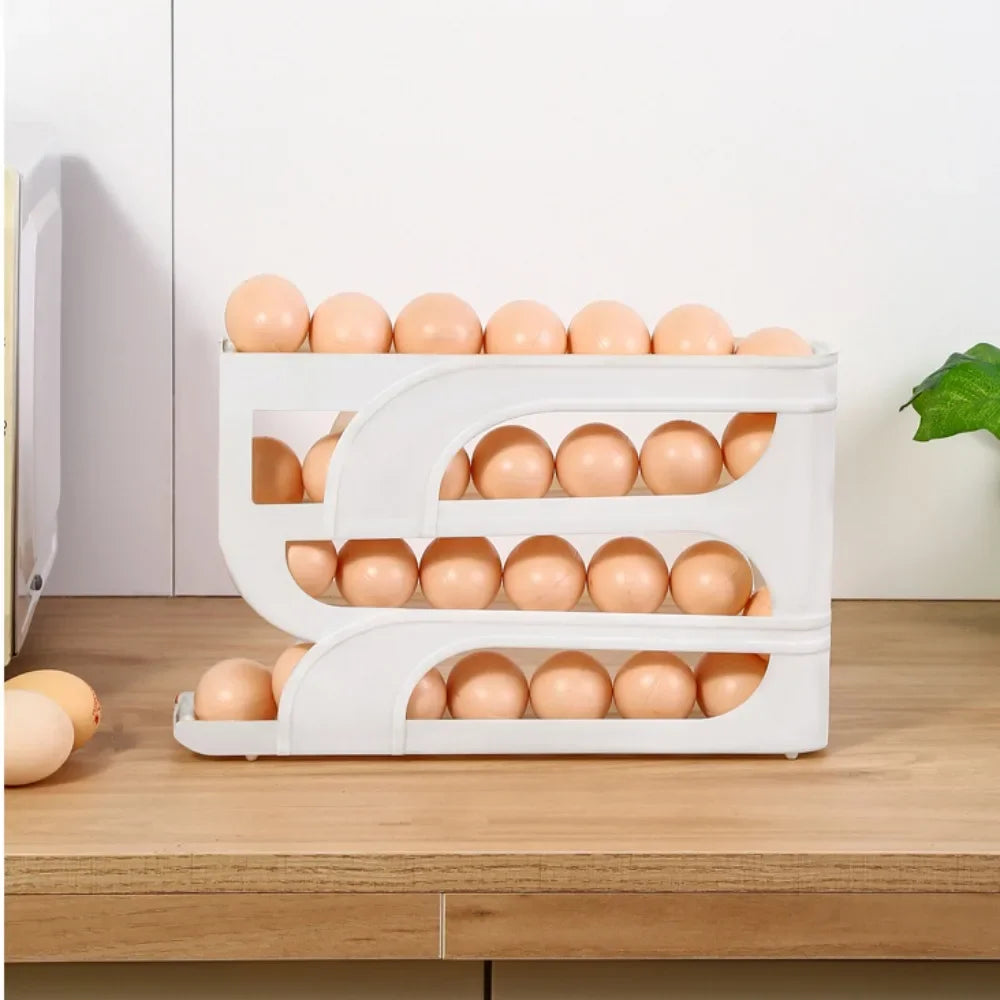 Large Capacity Automatic Egg Roller Household Four Tier Refrigerator Egg Storage Box Space Saving Kitchen Dedicated - ALPENZO