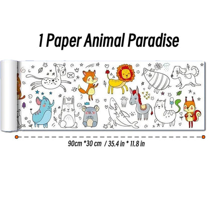 0.9/3M Space Food Animal Canvas Children's Drawing Roll DIY Coloring Paper Roll Color Filling Graffiti Paper-cut Painting School ALPENZO