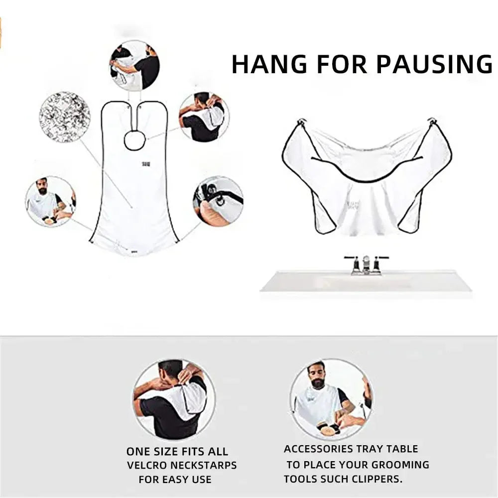 Shaving Apron for Men, Beard Catcher Cape, Hair Trimming Bib for Shaver & Barber, Easy Clean Face & Beard Hair Catcher
