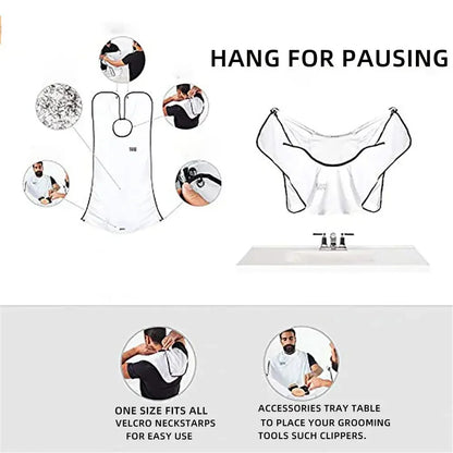 Shaving Apron for Men, Beard Catcher Cape, Hair Trimming Bib for Shaver & Barber, Easy Clean Face & Beard Hair Catcher