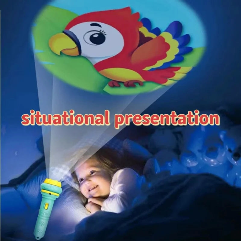 10Pcs Cards Cartoon Projection Flashlight Patterns Creative Children Flashlight Toy Projector Baby Toys Bedtime Story Book Toy ALPENZO
