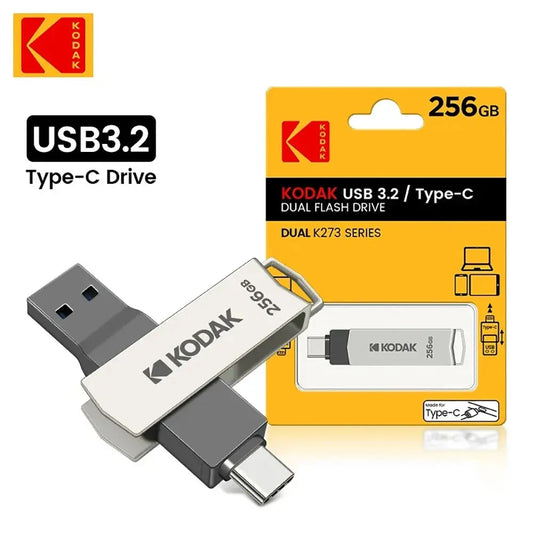 KODAK USB3.2 Type C Flash Drive 256GB 128GB 32GB Pendrive High Speed Dual Memory Stick For Smartphone Laptop - ALPENZO