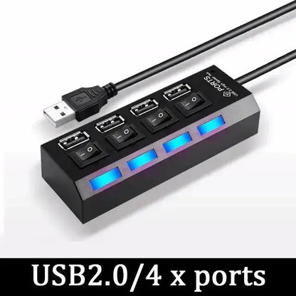 High Speed Usb Hub 2.0 Adapter Expander Multi Usb Splitter Multiple Extender Led Switch Lamp For Pc Laptop 4 Ports 7 Ports - ALPENZO