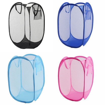 Folding Dirty Laundry Sorting Basket Washing Frame Bathroom Cloth Mesh Storage Bag Frame Bucket Laundry Organizers Storage Pouch - ALPENZO