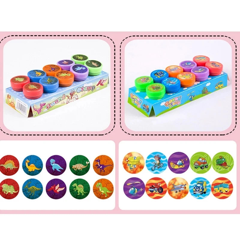10pcs Assorted Stamps for Kids Self-ink Stamps Children Toy Stamps Smiley Face Seal Scrapbooking DIY Painting Photo Album Decor ALPENZO