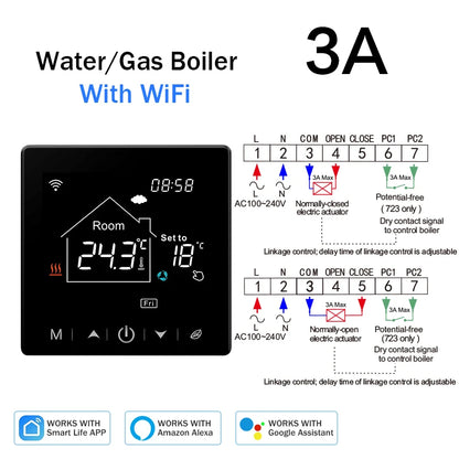 Tuya Smart Home Wifi Room Thermostat For Underfloor Heating Smart Thermostat for Gas Boiler 220V Temperature Controller Alexa - ALPENZO