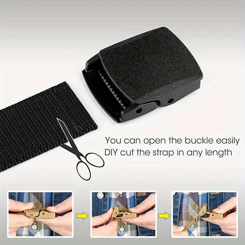 Automatic Buckle Nylon Belt Outdoor Hunting Multifunctional Tactical Canvas Belt High Quality Men Belt
