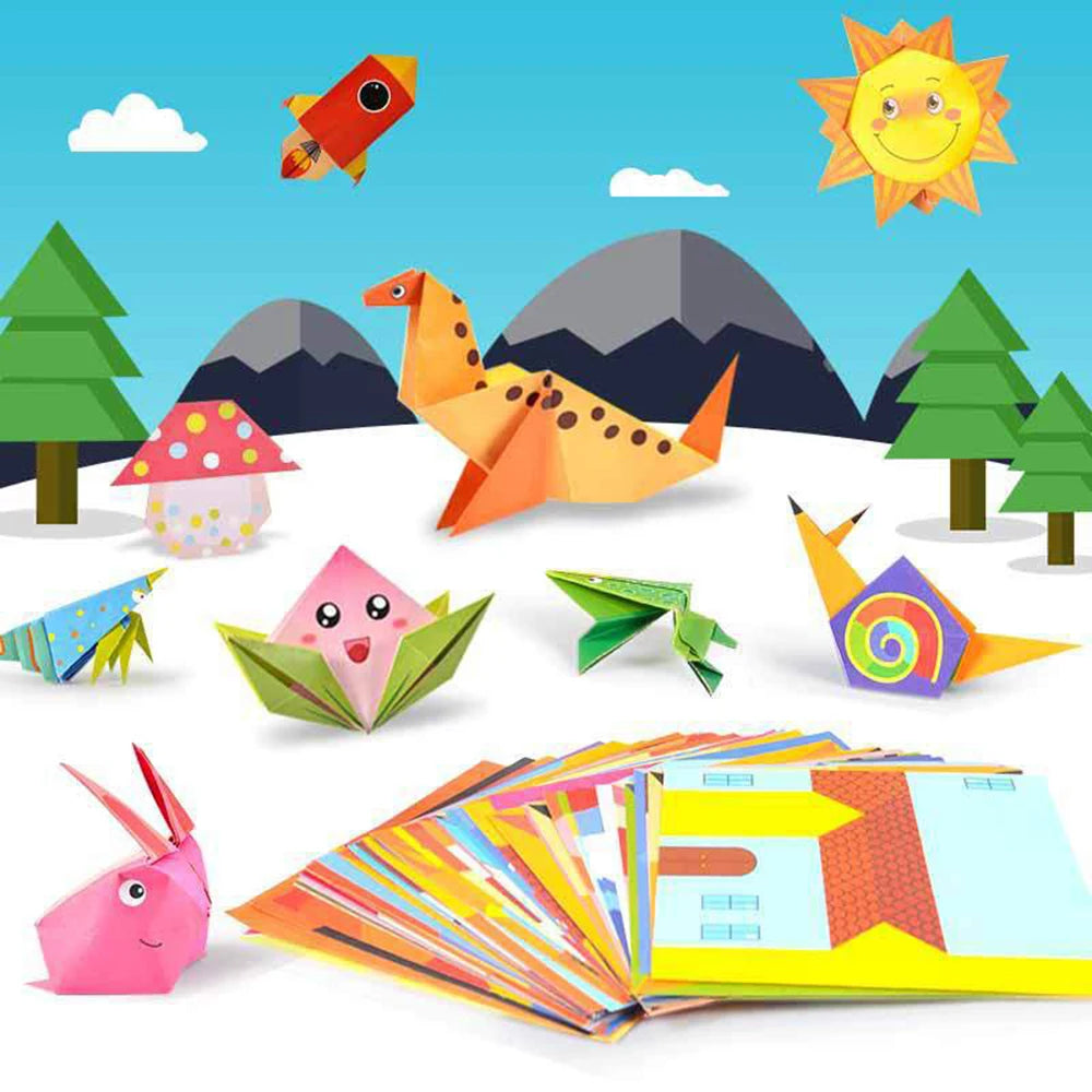 Kids Montessori DIY Craft Toys Cartoon Animal Origami Handcraft Paper Art Learning Educational Toys for Boys Girls Gift ALPENZO