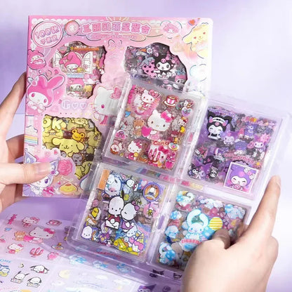 Non-Repeating 100-Piece Sticker Set Cinnamoroll Kuromi Waterproof Stationery Sticker Gift Box Birthday Gift ALPENZO