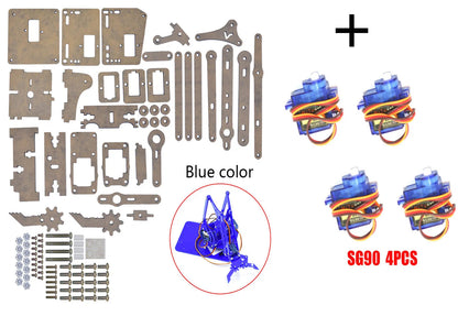 SG90 MG90S 4 Dof Unassembly Acrylic Mechanical Robot Manipulator Claw Kit For Arduino Robot Arm STEAM Kit Programming Robot Arm ALPENZO