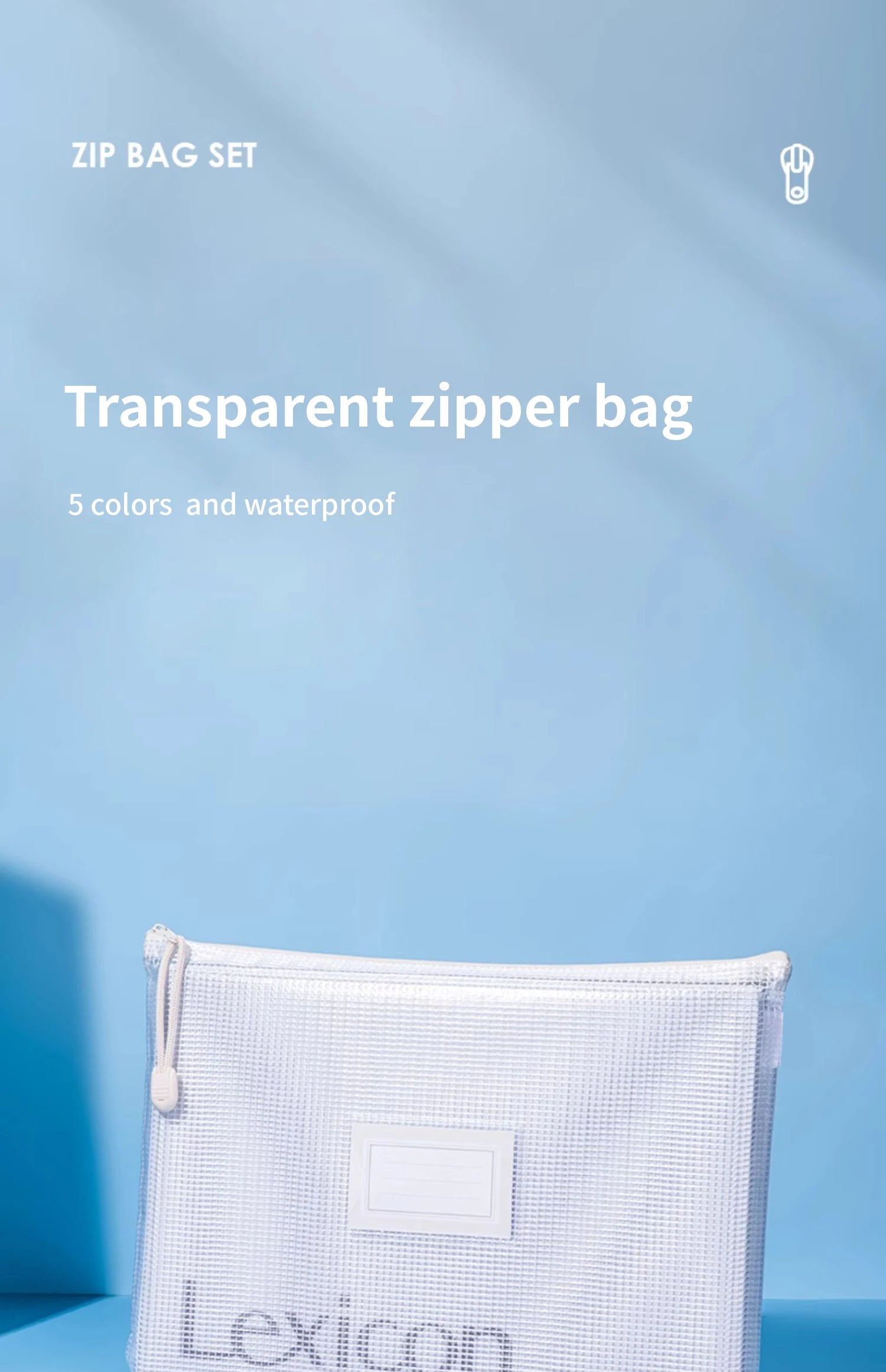 Zipper Mesh Bags A4/A5 Plastic Zipper Bags For Organizing Zipper Mesh Bags Waterproof Clear Travel Bags Office Supplies Document ALPENZO