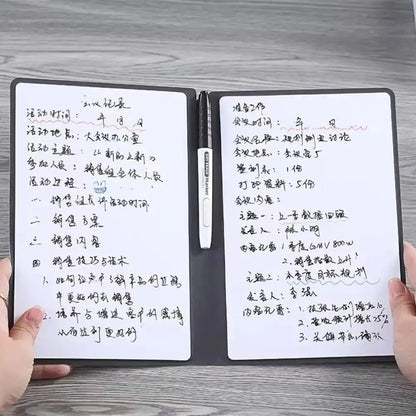 1 Pcs Reusable Whiteboard Notebook Set With Whiteboard Pen Erasing Cloth Leather Memo Pad Weekly Planner Portable Stylish Office ALPENZO