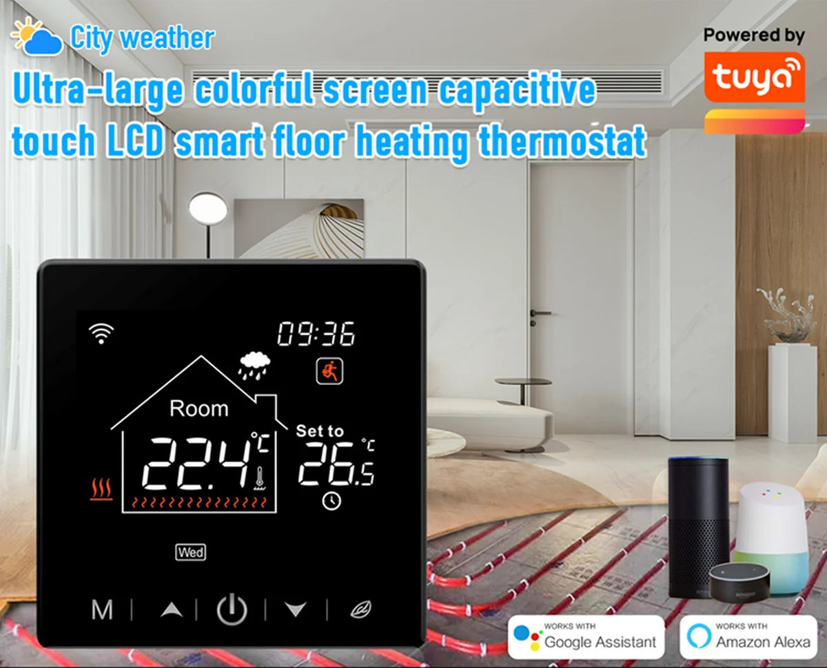 Tuya Smart Home Wifi Room Thermostat For Underfloor Heating Smart Thermostat for Gas Boiler 220V Temperature Controller Alexa - ALPENZO