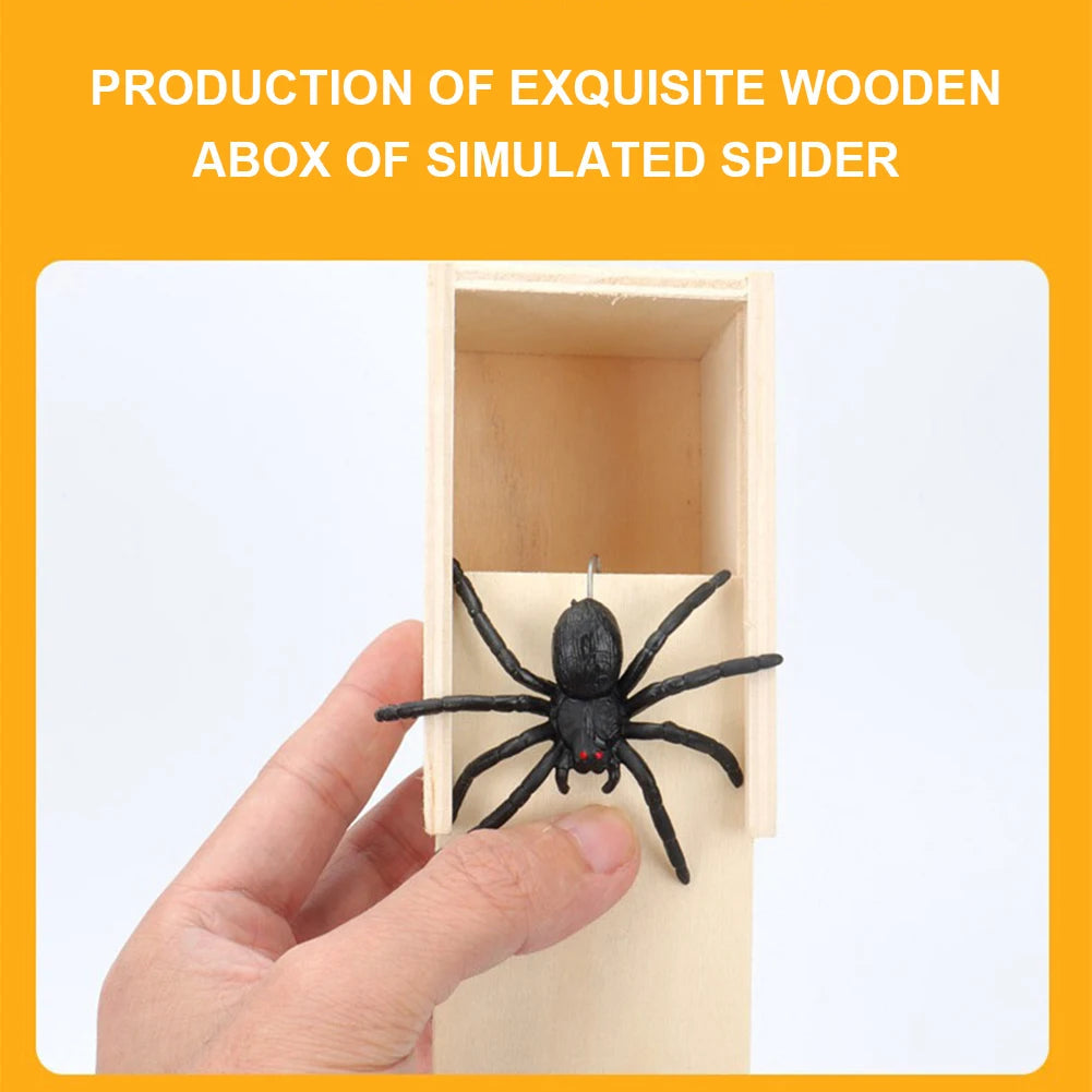 Trick Spider Funny Scare Box Wooden Hidden Box Quality Prank Wooden Scare Box Fun Game Prank Trick Friend Office Toys ALPENZO