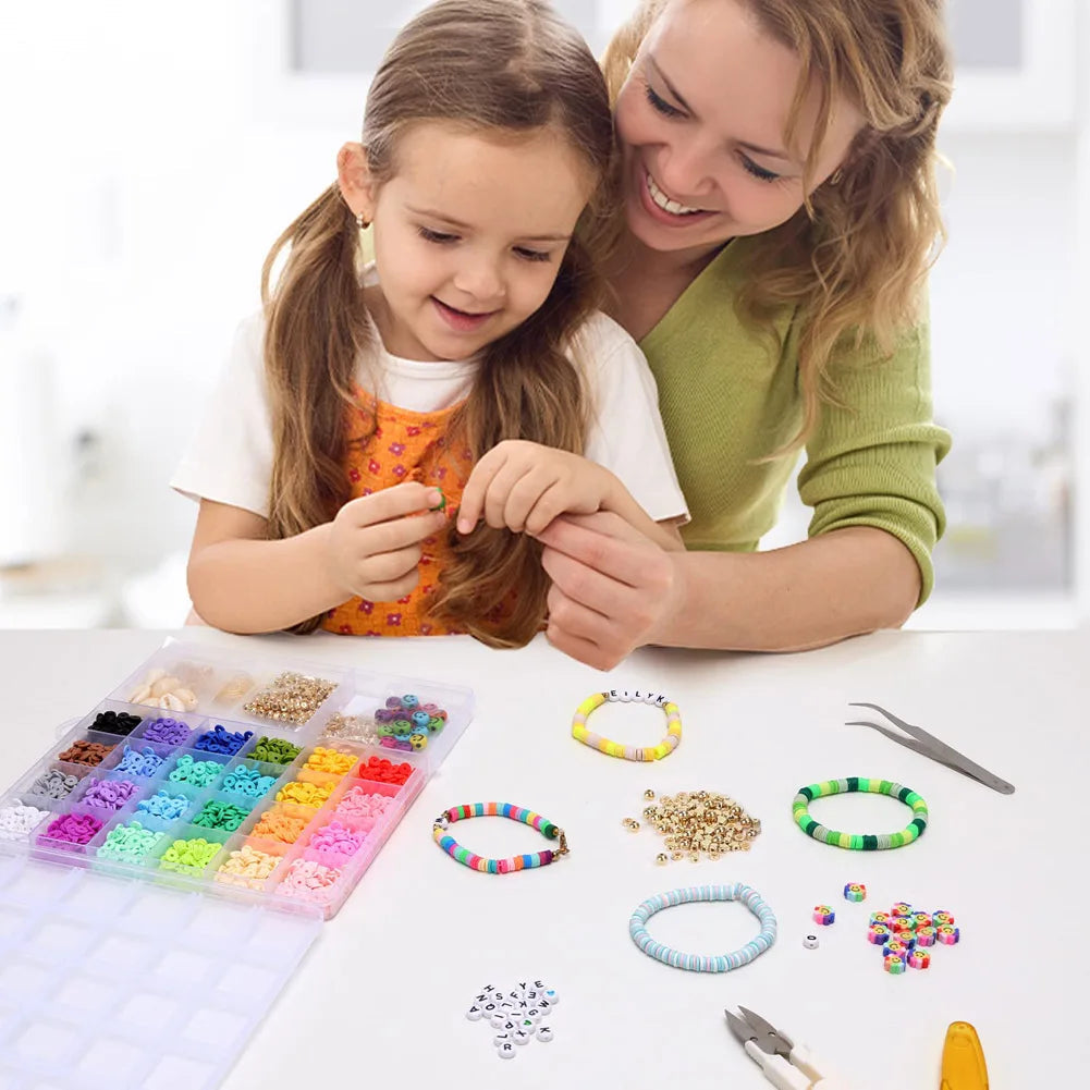 500pcs DIY Handmade Beaded Children's Toy Creative Loose Spacer Beads Crafts Making Bracelet Necklace Jewelry Kit Girl Toy Gift ALPENZO