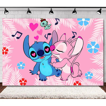 Disney Pink Lilo&Stitch Birthday Party Decorations Disposable Plate Angel Balloon Baby Shower Girls Birthday Party Supplies ALPENZO