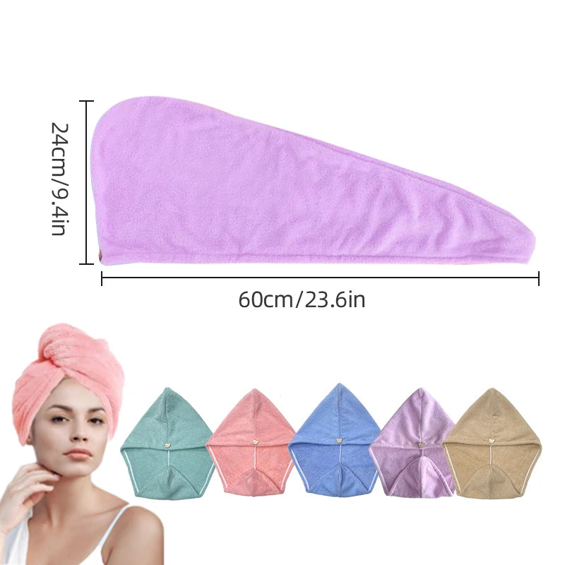 Microfiber Hair Towel Wrap for Women, Shower Spa Head Wrap Hair Drying Hat Turban Microfiber Terry Dry Absorbent Quick Dry Hair - ALPENZO