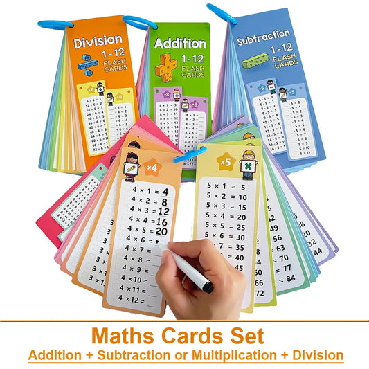 1-12 Maths Table Cards Self Check Math Learning Tool Montessori Mathematical Teaching Aids Add&Subtract or Multiply&Divide Set ALPENZO