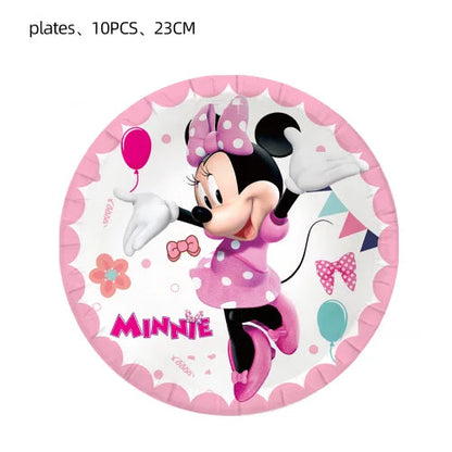 Minnie Mouse Party Decoration Disposable Tableware Minnie Cup Plate Balloon For Girls Baby Bath Birthday Party Supplies ALPENZO