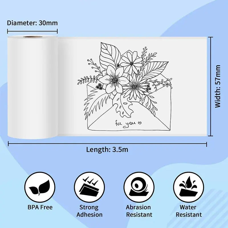 Thermal Paper MINI Printing Self-adhesive Label Sticker For Mini Printers Pose Machine Kid Camera Stickers 57mm Width Rolls - ALPENZO