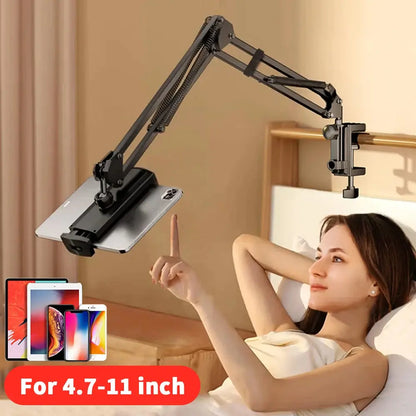 Universal Tablet Stand Clip Lazy Bracket Flexible Articulating Aluminum Arm Phone Mount Tablet Holder For All 4-11 Inch Device - ALPENZO