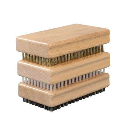 NEW 1PC Wooden Handle Brass/ Nylon/ Horsehair Ski Waxing Brush Snowboard Maintenance Tool