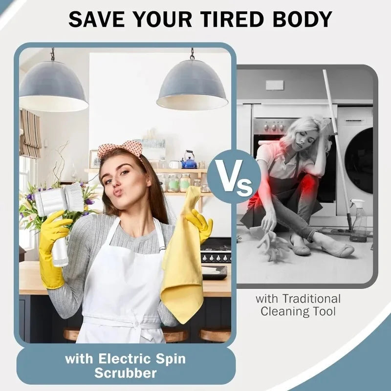 Electric Spin Scrubber,Bathroom Cleaning Brush Power Scrubber with 5 Replaceable Brush Heads, Electric Cleaning Brush ALPENZO