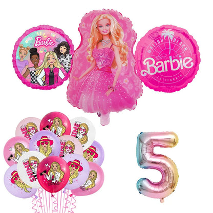 Barbie Birthday Party Supplies Pink Girl Disposable Tableware Banner Cupcake Topper Background Princess Balloons Gift Bag ALPENZO