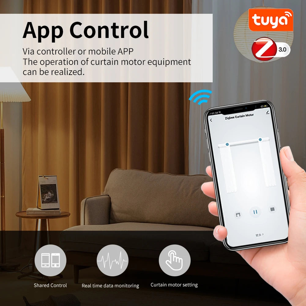 Smart Tuya Wifi/Zigbee Electric Curtain Shutter Motor with RF Remote 22.5CM Size APP Control Alexa Google Assistant SmartThings - ALPENZO