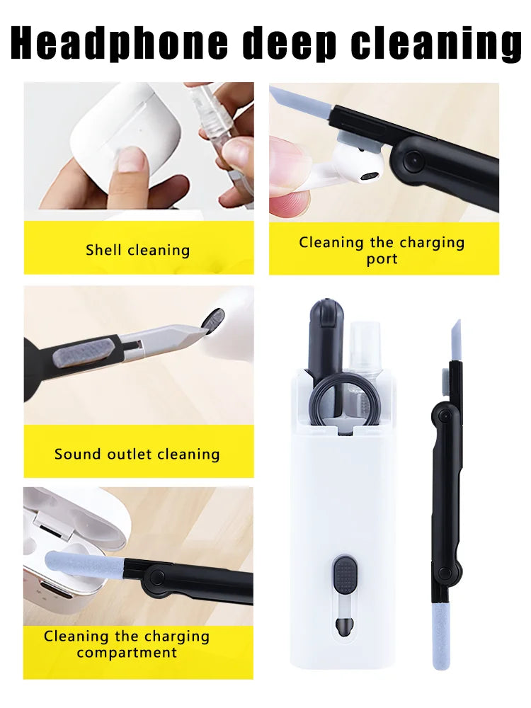 7-in-1 Computer Keyboard Cleaner Brush Screen cleaning Spray Bottle Set Earphones Cleaning Pen Cleaning Tools Keycap Puller ALPENZO