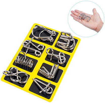 8Pcs/Set Metal Montessori Puzzle Wire IQ Mind Brain Teaser Puzzles Children Adults Interactive Game Reliever Educational Toys ALPENZO