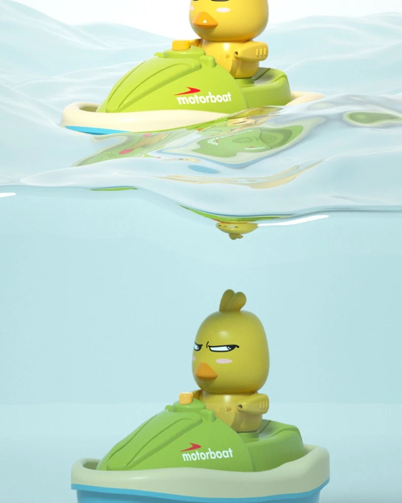 Cute Duck Bathtub Boat Toy with 3 Emotional Ducks Automatic Water Spray Toys for Toddlers, Sensory Interactive Baby Shower Gift ALPENZO