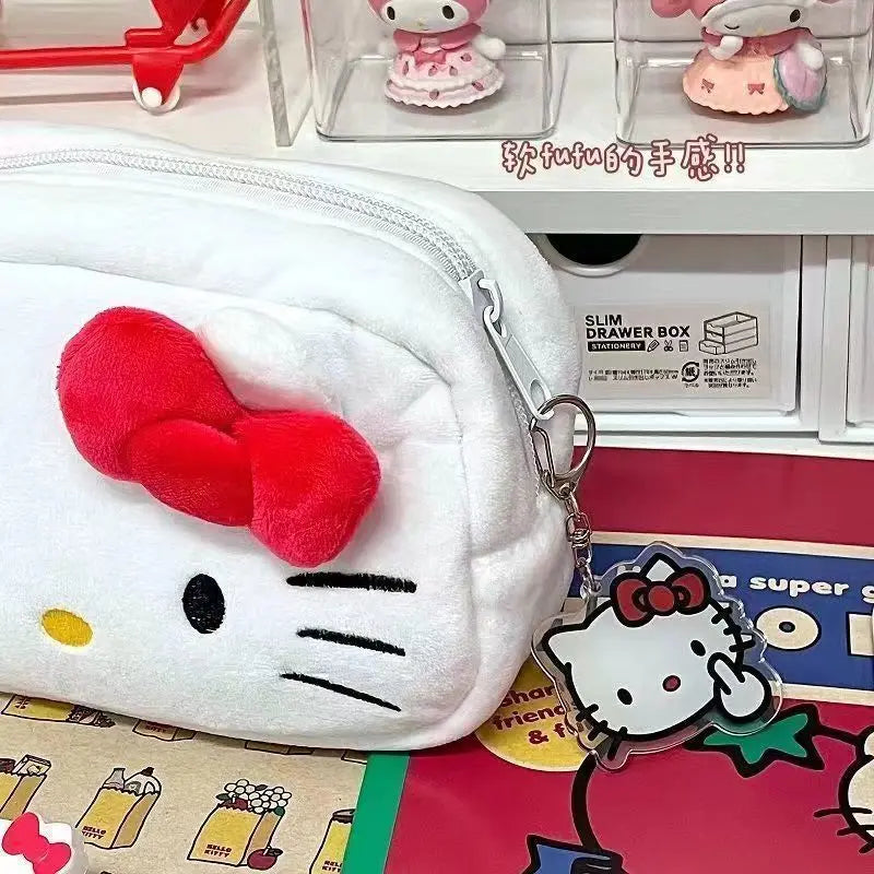Japanese Cat Pen Bag Cute Printed Cartoon Plush Student Pen Bag Simple And Fashionable Multi Functional Large Capacity Storage ALPENZO