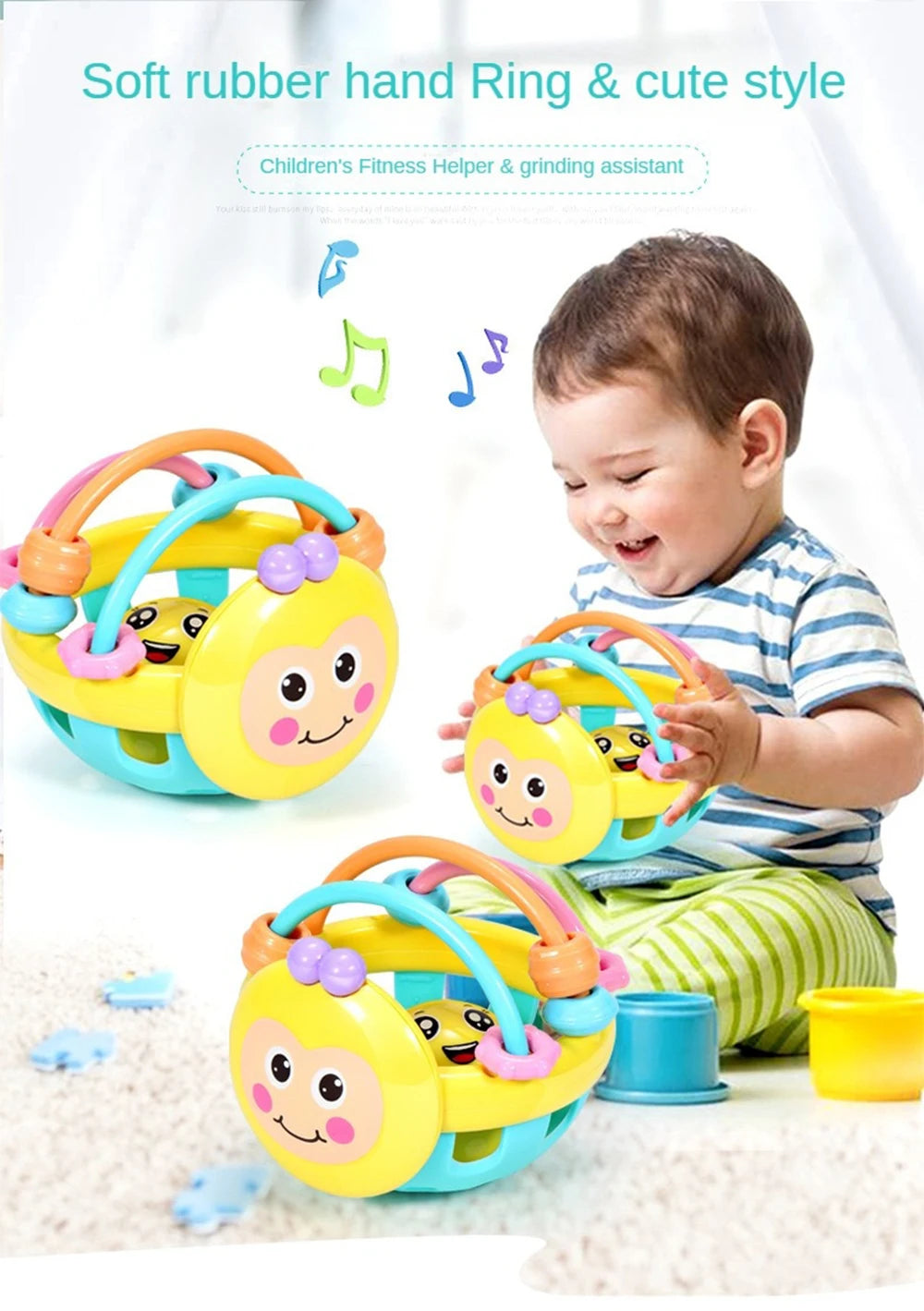 1 Pc 10cm Baby Toy Catch Ball Bendy Baby Walker Rattles Develop Intelligence Ball 0-12 Months Plastic Bell Rattle Doll ALPENZO