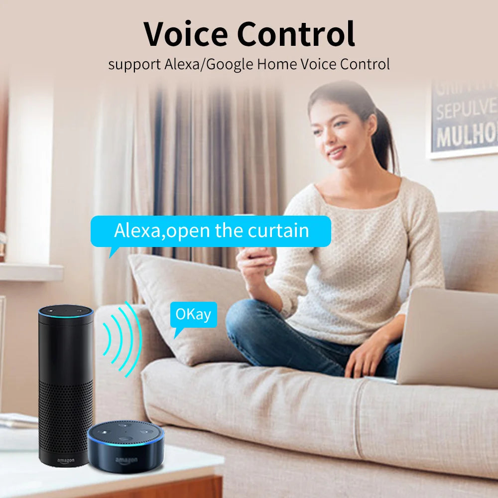 Smart Tuya Wifi/Zigbee Electric Curtain Shutter Motor with RF Remote 22.5CM Size APP Control Alexa Google Assistant SmartThings - ALPENZO