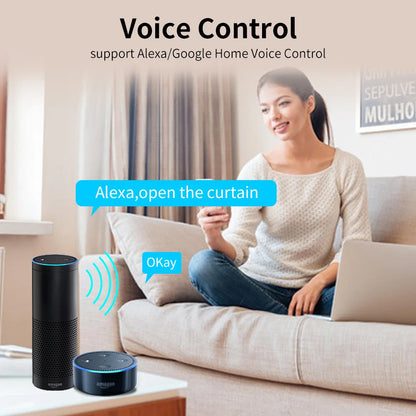 Smart Tuya Wifi/Zigbee Electric Curtain Shutter Motor with RF Remote 22.5CM Size APP Control Alexa Google Assistant SmartThings - ALPENZO