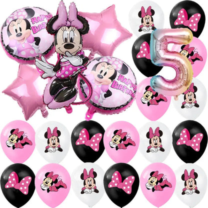 Minnie Mouse Party Decoration Disposable Tableware Minnie Cup Plate Balloon For Girls Baby Bath Birthday Party Supplies ALPENZO