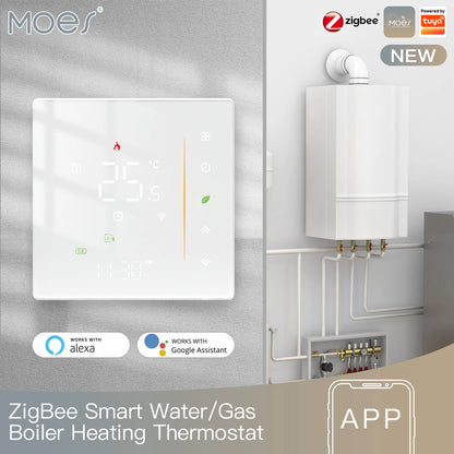Moes Zigbee Thermostat Room Temperature Controller of Water/Electric Floor Heating Gas Boiler Humidity Tuya Work with Alex 5A16A - ALPENZO