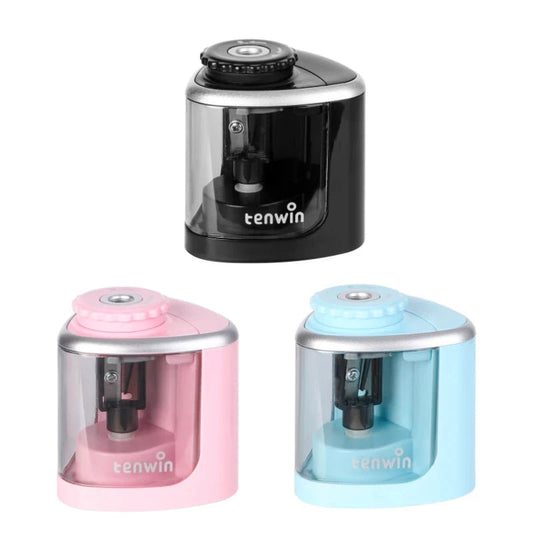 Tenwin Electric/Manual 2 in 1 Pencil Portable Sharpener Safe Student Helical Steel Blade Kids Adults Auto Pencil Sharpener 8005 ALPENZO