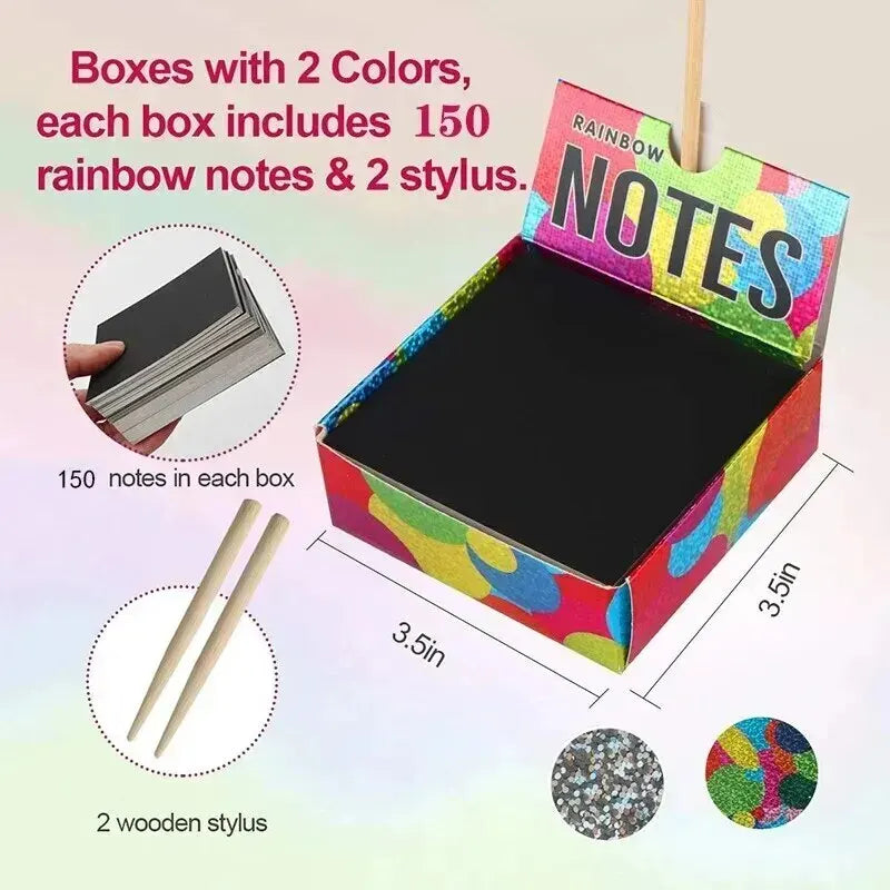 100Pcs Dazzling Scratch Painting Parent Child Interactive Toys Note Cards Handmade Painting ALPENZO