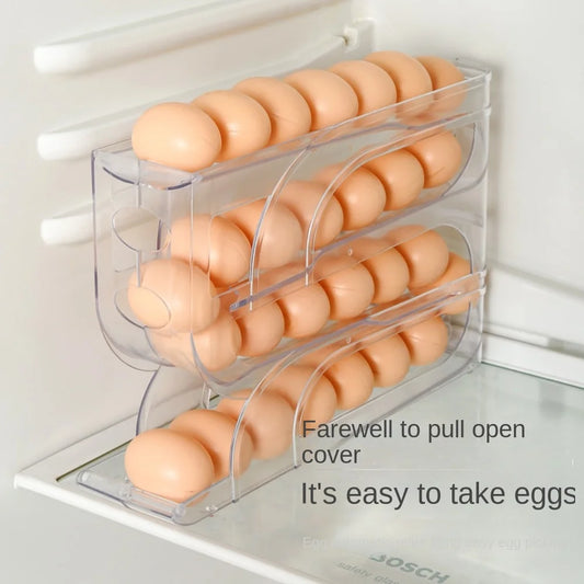 Large Capacity Automatic Egg Roller Household Four Tier Refrigerator Egg Storage Box Space Saving Kitchen Dedicated - ALPENZO