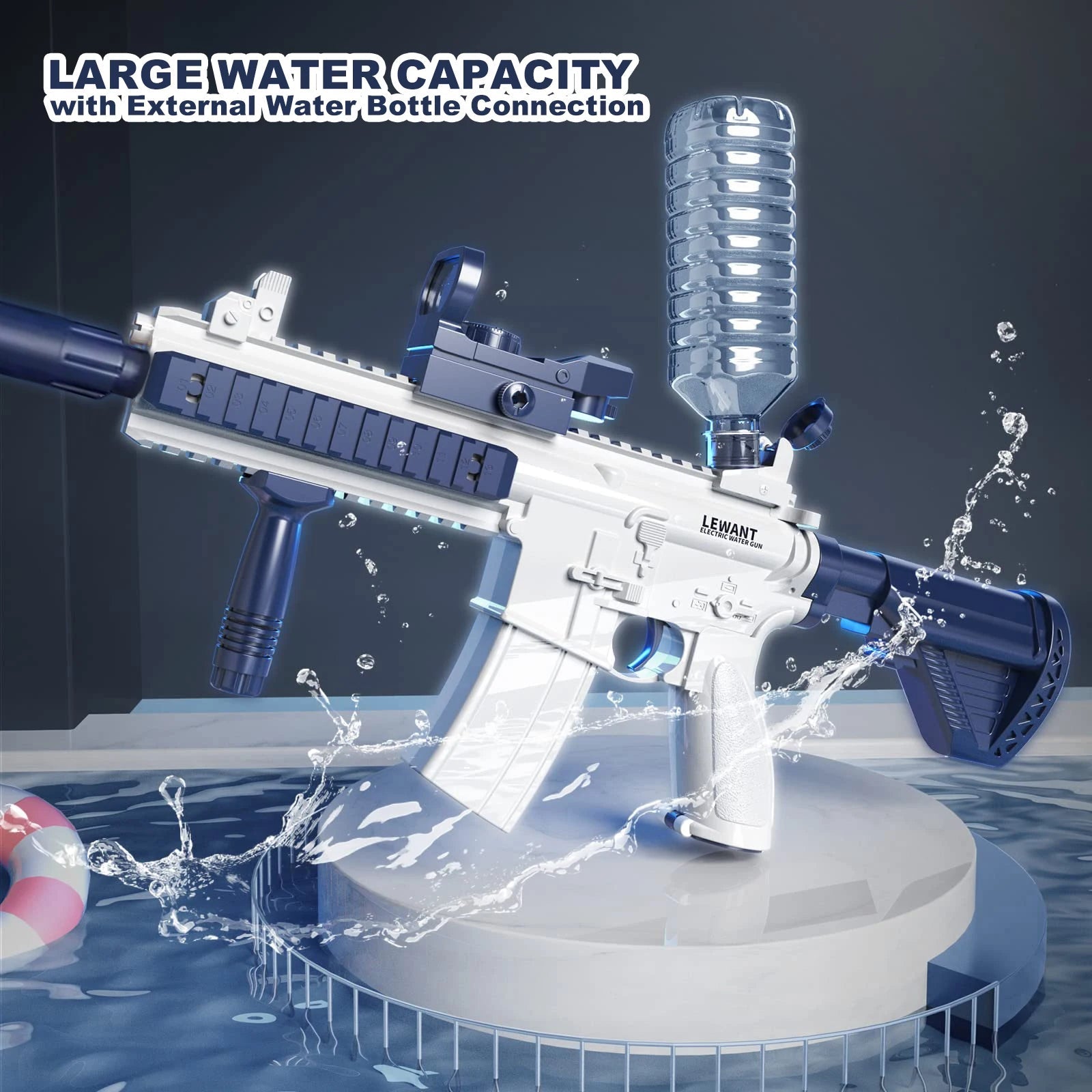 Unilabo M416 Electric Water Gun - Battery Powered With External Water Bottle Attachment - Perfect For Kids & Adults Outdoor Fun ALPENZO