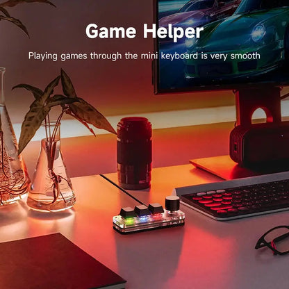 Macropad Macro Mechanical Keyboard RGB Mini Gaming Custom Programming Knob Keypads Red Switch 3 Keys For Photoshop - ALPENZO