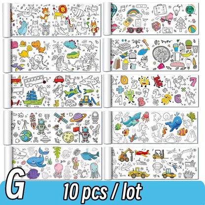 0.9/3M Space Food Animal Canvas Children's Drawing Roll DIY Coloring Paper Roll Color Filling Graffiti Paper-cut Painting School ALPENZO