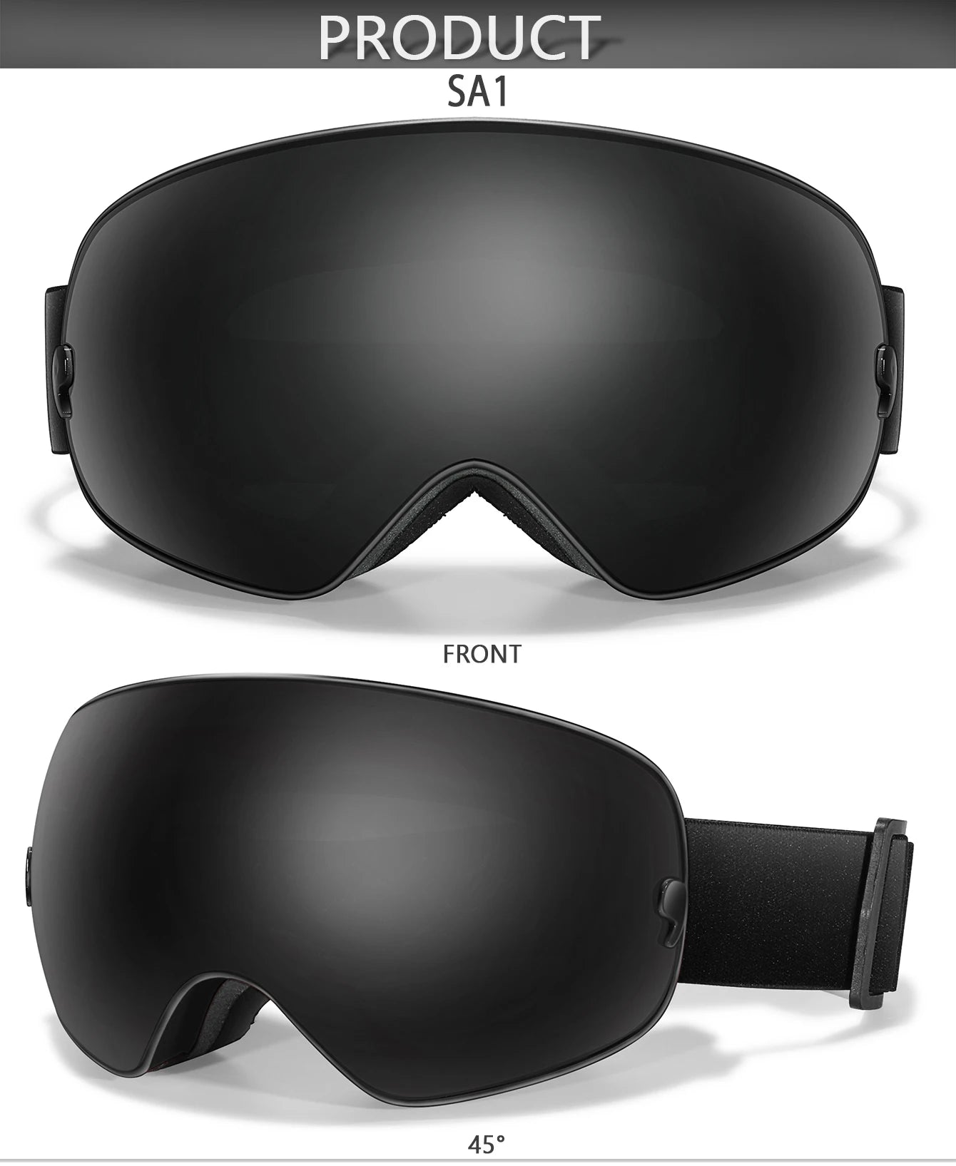 Ourdoor Sports Teen Men Women Ski Goggles-Anti-fog UV400 Eyewear, Christmas and New Year Gift, Free Black Lens and Optical Frame