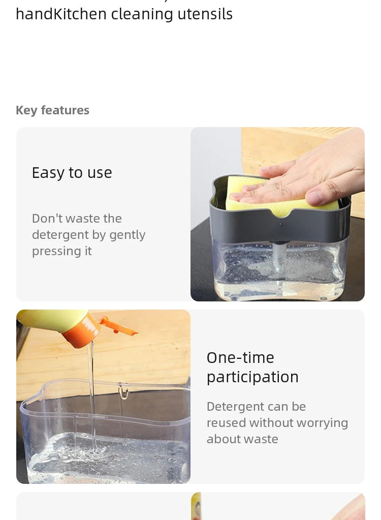 Kitchen Detergent Press Portable Soap Dispenser Pak Clean Cloth Dishwashing Pot Soap Dispenser Cleaning Tool - ALPENZO